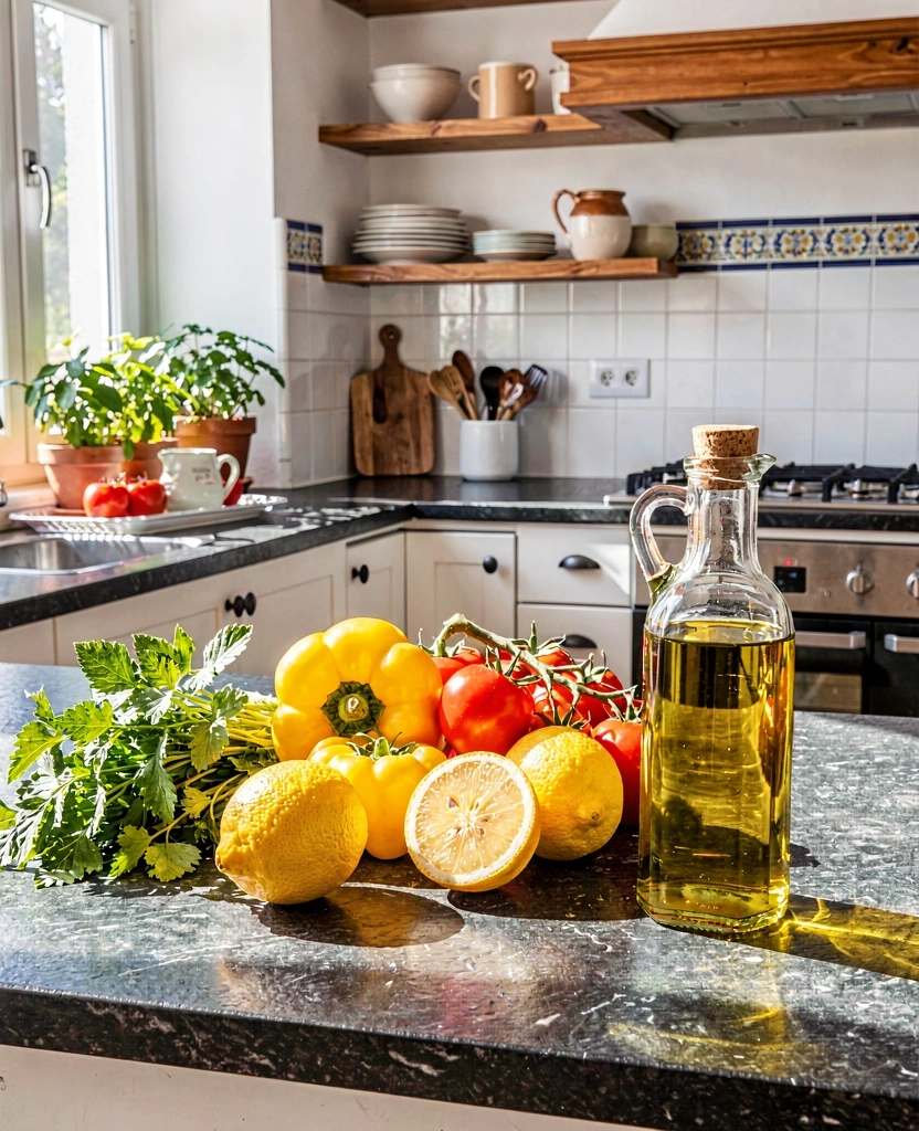 Ingredientes frescos en cocina mediterránea